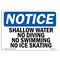 Signmission OSHA Notice, 3.5" Height, Shallow Water No Diving Swimming Ice Skating Sign, 5" X 3.5", Landscape OS-NS-D-35-L-18301 - alternate 1